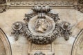 Architectural details of Opera National de Paris: Percolese Facade sculpture.Grand Opera is famous neo-baroque building