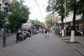 Architectural details, pedestrian walking area of urban space.