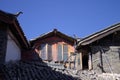 Architectural details of roofs and windows in the Old Town of Lijiang Royalty Free Stock Photo