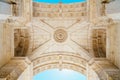 Architectural Details Of Rua Augusta Arch In Lisbon City Of Portugal