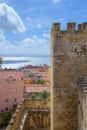 Architectural details in the St-Georges Castle in the city of Lisbon