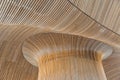 Architectural details of Welsh Assembly building. Wooden planks