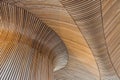 Architectural details of Welsh Assembly building. Wooden planks