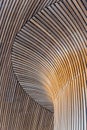 Architectural details of Welsh Assembly building. Wooden planks