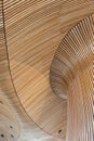 Architectural details of Welsh Assembly building. Wooden planks