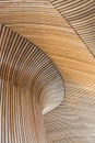 Architectural details of Welsh Assembly building. Wooden planks