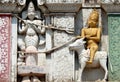 Architectural details of 200 year old hindu god balaji venkateswar temple Gopuram, the entrance