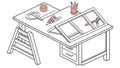 Architectural Drafting Table with Design Tools, vector design Generative AI Royalty Free Stock Photo