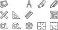 Architectural and drafting tools icons set for construction and engineering projects Royalty Free Stock Photo