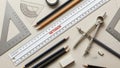 Architectural Drafting Tools and Supplies on a Drawing Board Royalty Free Stock Photo
