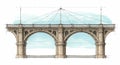 Architectural drawing of a classical stone bridge featuring three large, evenly spaced Royalty Free Stock Photo
