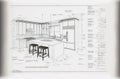 Architectural Drawing with Mock Text and Descriptions of a Custom Kitchen - Generative AI