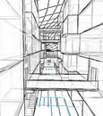 Architectural drawing and perspective