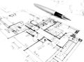 architectural drawing plan of house project - architecture, engineering and real estate styled concept Royalty Free Stock Photo