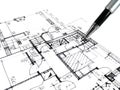 architectural drawing plan of house project - architecture, engineering and real estate styled concept Royalty Free Stock Photo