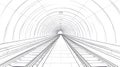 Subway Tunnel Perspective Drawing Train Tracks Vanishing into Light Royalty Free Stock Photo