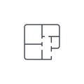 Architectural drawings. apartment plan thin line icon. Linear vector symbol