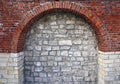 Architectural element in the form of a brick arch Royalty Free Stock Photo