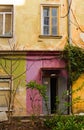 An architectural element of old building facade of typical houses in Odessa old town city center courtyard. Huge vintage