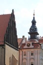 Architectural elements of the facade of the building in the historic center of Prague Czech Republic Royalty Free Stock Photo