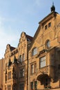 Architectural elements of the facade of the building in the historic center of Prague Czech Republic Royalty Free Stock Photo