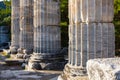 Architectural elements and parts of columns of Temple of Athena in Priene, Turkey