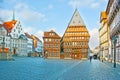 Architectural ensemble of historic Marktplatz Market Square, on Nov 22, 2012 in Hildesheim, Germany