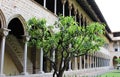 The architectural ensemble of the monastery Pedralbes in Barcelona in the style of the Catalan Gothic. Royalty Free Stock Photo