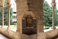 The architectural ensemble of the monastery Pedralbes in Barcelona in the style of the Catalan Gothic. Royalty Free Stock Photo