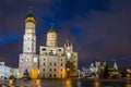 The architectural ensemble of the Moscow Kremlin in the winter evening, Moscow Royalty Free Stock Photo