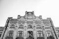 Architectural facade of an ancient brick building with ornament details Royalty Free Stock Photo