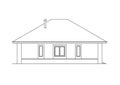 Architectural facade of a house. The drawing of the cottage. Isolated on white background. Vector black illustration