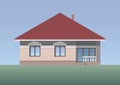 Architectural facade of a house. The drawing of the cottage. Vector multicolored illustration