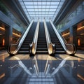 Architectural feature Detailed shot showcases escalator in modern building or subway station