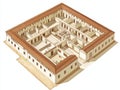 Detailed Roman insula floor plan with workshops and apartments layout Royalty Free Stock Photo