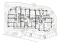Architectural floor plan of a residential building. The design features multiple apartments Royalty Free Stock Photo