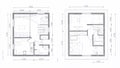 Architectural floor plan of a small house with dimensions on the drawing