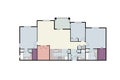 Architectural floor plan of three bedroom condo