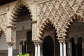 Architectural fragment of the Maiden\'s Court of the Moorish Palace in Alcazar, Seville, Spain