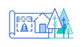Architectural House Plan Forest Scene Icon, vector design Generative AI Royalty Free Stock Photo