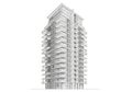 Architectural illustration of a modern high-rise building design. Features multiple floors with Royalty Free Stock Photo