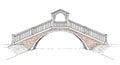 An architectural illustration of a pedestrian bridge with a curved arch made from Royalty Free Stock Photo