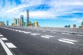 Architectural landscape and asphalt road in Shanghai Royalty Free Stock Photo