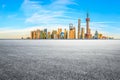 Architectural landscape and asphalt road in Shanghai Royalty Free Stock Photo