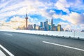 Architectural landscape and asphalt road in Shanghai Royalty Free Stock Photo