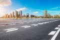 Architectural landscape and asphalt road in Shanghai Royalty Free Stock Photo