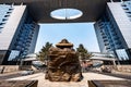 Architectural landscape of the headquarters office building of the First Automobile Manufacturing Plant in Changchun