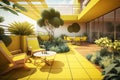 architectural and landscaping design of a empty beautiful roof top garden terrace Generative AI