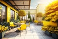 architectural and landscaping design of a empty beautiful roof top garden terrace Generative AI
