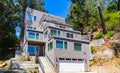 Multilevel house on an incline in the hills of Montclair Oakland California. Royalty Free Stock Photo